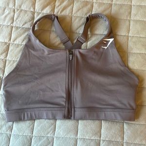 Purple zip up gymshark sports bra size small